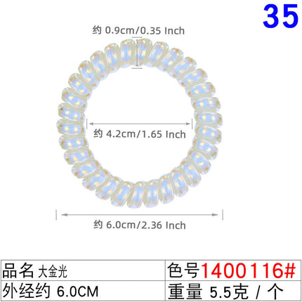 Outer Diameter 4cm Black Phone Cord Hair Tie Korean Hair Tie Hair Rope Transparent White Rubber Band Wire Coil Headwear