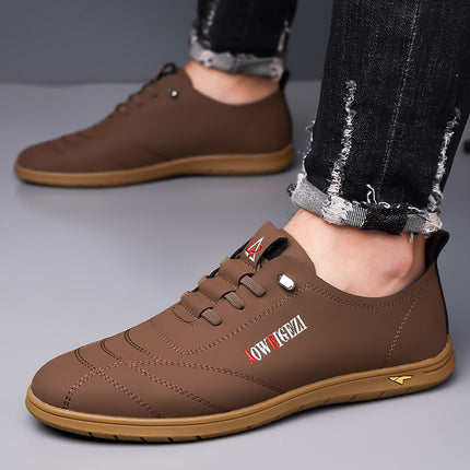 Oviege Autumn New Men's Casual Leather Shoes Soft Bottom Soft Surface Comfortable Breathable Yadan Style Fashion Men's Shoes