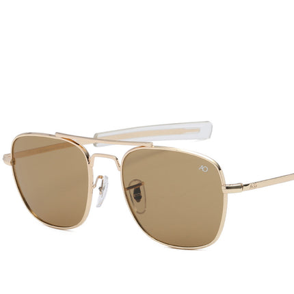 Foreign Trade Metal Sunglasses Large Frame Square Double Bridge Pilot European and American Sunglasses Men and Women Trendyy Sunglasses New