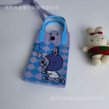 Girl's Heart-Shaped Knitted Crossbody Bag