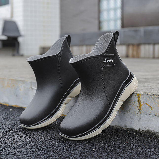 Fashionable Waterproof Rain Boots for Women, Fashionable Mid-Calf Water Boots, Lightweight Outer Overshoes, Non-Slip, Versatile and Wear-Resistant for All Seasons