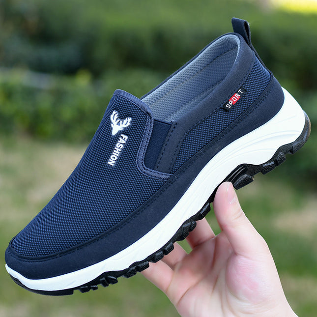 Old Beijing cloth shoes men's breathable soft bottom non-slip shoes tendon bottom men's shoes slip-on canvas work shoes casual shoes