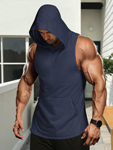 Cross-border European and American size in stock compression quick-drying breathable lightweight sweat-absorbent training fitness tight sports hooded vest