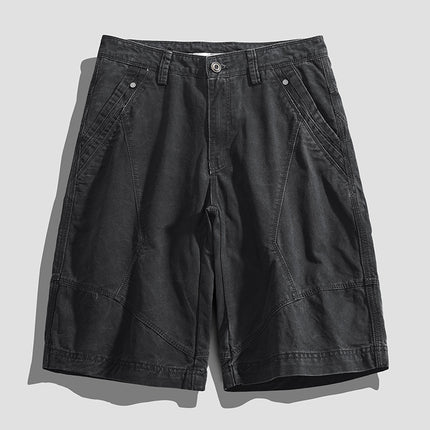 Pure Cotton Tooling Shorts Men's Summer Japanese Tooling Sports Fashion All-match Solid Color Stitching Six-point Casual Shorts