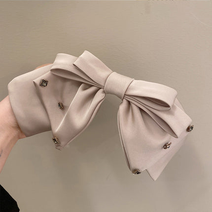 Bow hairpin new black fabric headdress spring clip French high-end head clip jewelry hair clip
