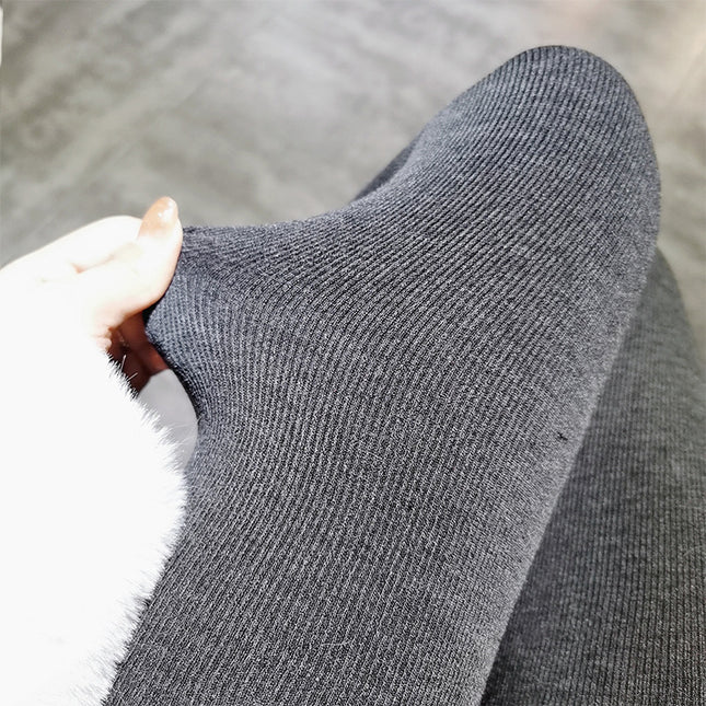 Tb New Autumn and Winter Terry Leggings for Women to Wear as Outerwear, Thin, Faded, Butt-Lifting, Four-Stripes Knitted Elastic Tight-Fitting Pants