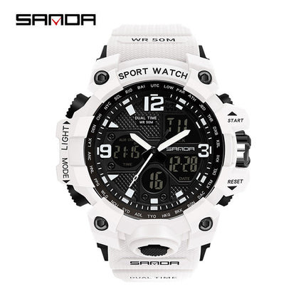 Sanda Hot-Selling Watch Korean Version Student Party Multi-Functional Waterproof Alarm Clock Electronic Watch Cool Dual Display Luminous Sports Watch