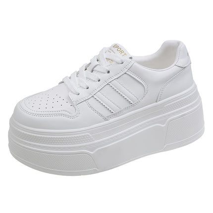 Popular White Sneakers for Women 2026 Spring New Thick-Soled Height-Increasing Casual Shoes Lace-Up Casual Sports Sneakers Women's Height-Increasing Shoes