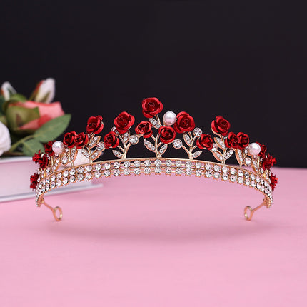 Three-piece set of bridal headdress Korean style Mori style hair band red hair accessories Xianmei hairband toast wedding dress accessories