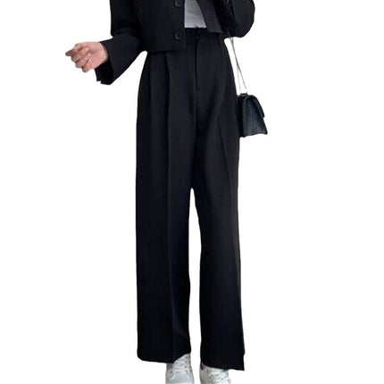 Women's Suit Pants Spring and Autumn 2026 New Korean Style Trendy Design Niche Casual Black Suit Set