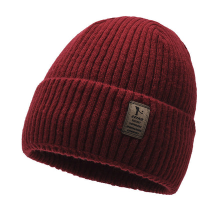 Hat Men's Winter fleece-lined Thickened Chenille Knitted Hat Outdoor Cycling Cold-proof Pullover Wool Hat Knitted Hat