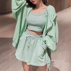 Emerald green three-piece set / S Suggested 40.00 kg-50.00 kg