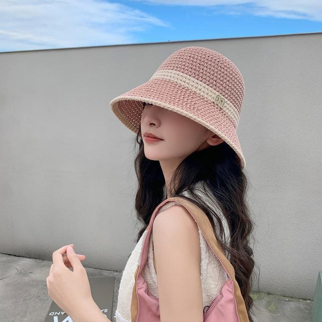 New Hat Women's Sun Hat Folding Large Cornice Hollow Sunscreen Sun Hat 2025 Outdoor Casual Fisherman Hat Basin Hat