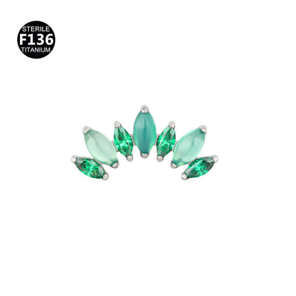 F136 Titanium Alloy 7 Horse Eye Natural Stone 0.9 Teeth Human Puncture Jewelry Ear Nail Lip Nail Ear Bone Nail Accessories