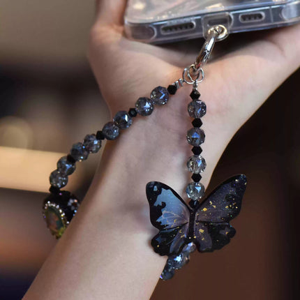 Xiaohongshu Style 3D Butterfly Phone Chain Trendy High-End Phone Strap Lanyard Beaded Keychain Accessory