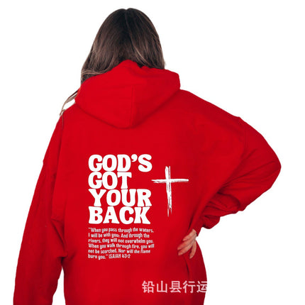 Foreign Trade Cross-Border Independent Station Women's Hooded Sweatshirt Hoodie with Letter Print on the Back Oversized Hoodie