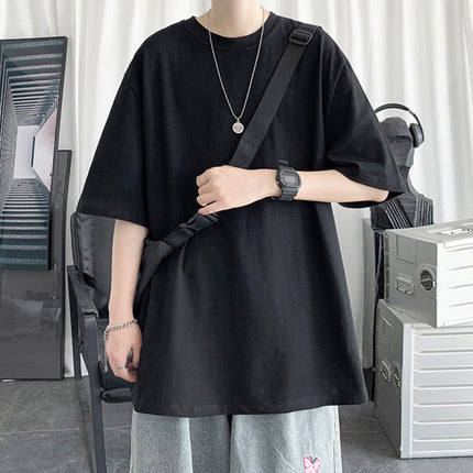 2024 Summer Short-sleeved Loose T-shirt Men's Trendy Brand Casual Half-sleeved Trendy T-shirt Base Shirt Five-sleeved Top