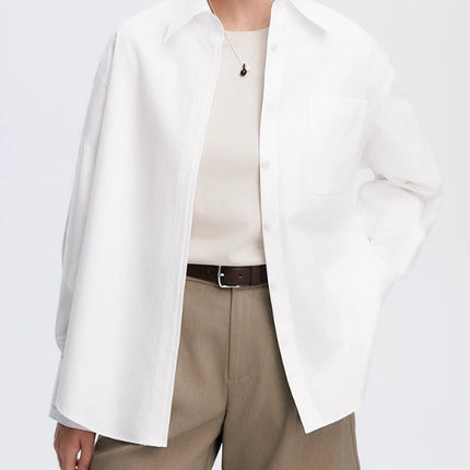 French Colorful Air Micro Wrinkle Professional Commuter Micro Loose Profile Long Sleeve Shirt