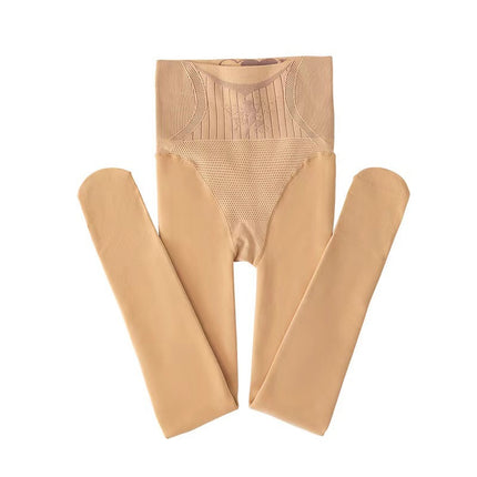 Flower Fairy Water Light Socks Autumn and Winter fleece-lined Thickened Leggings Women's High Waist Abdominal Hip-lifting Pantyhose Light Leg Artifact