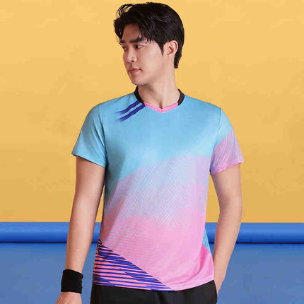 Badminton Clothing Top Men's Short-sleeved Quick-drying Women's Air Volleyball Competition Clothing Training Table Tennis Team Clothing Printing Summer