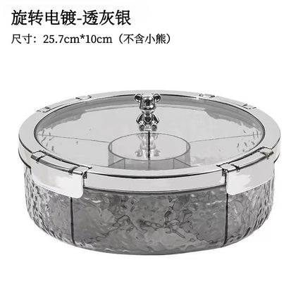 Round Rotating Lunch Box with Lid, Portable for Carrying Children's Snacks and Fruit Plates, Sealed Dry Fruit Tray, Moisture-Proof and Portable