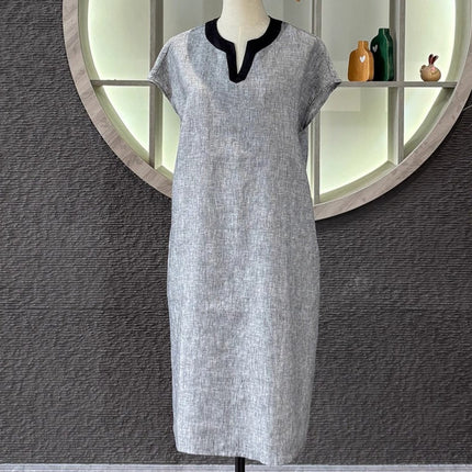 Artistic Women's Loose Casual Sleeveless Dress, New Summer Product, High-End Elegant Yarn-Dyed Cotton and Linen Long Dress