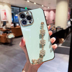 iphone  12PROMAX / Electroplated rhinestone bracelet (light cyan)