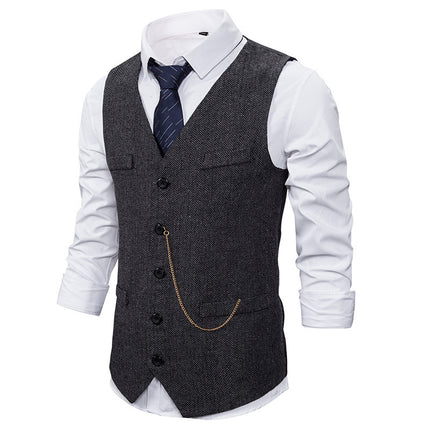 Foreign trade retro 1920S adult men's vest vest single-breasted casual vest chain suit a generation of hair