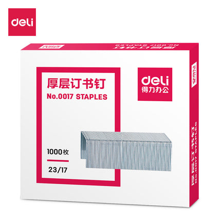 Deli 0017 Thick Staples 23/17 Staples Can Book 130 Pages 1000/Box Office Supplies