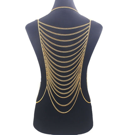 European and American Exaggerated Long Tassel Multi-layer Vest Clothing Accessories Cross-border Women's Sexy Aluminum Chain Body Chain Necklace