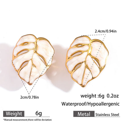 Myya European and American Cross-Border Hot-Selling Stainless Steel Oil-Dropping Leaf Earrings for Women, Exaggerated Stylish Earrings, Non-Fading Ear Jewelry