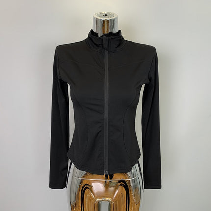 South Korea Dongdaemun Yoga Jacket Sexy Hot Girl Zipper Vertical Collar Slim-fit Slimming Figure Stretch Top Women