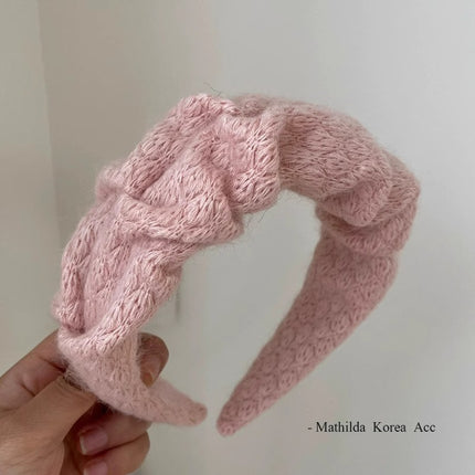 Klein Blue Wool Headband High Crown Pleated Women's Wide Headband 2024 New High-End Face Wash Hairpin