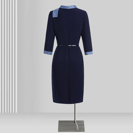 Temperament Socialite Tweed Style Contrasting Color Professional Dress Women 2024 New Beauty Salon Hotel Front Desk Workwear Skirt