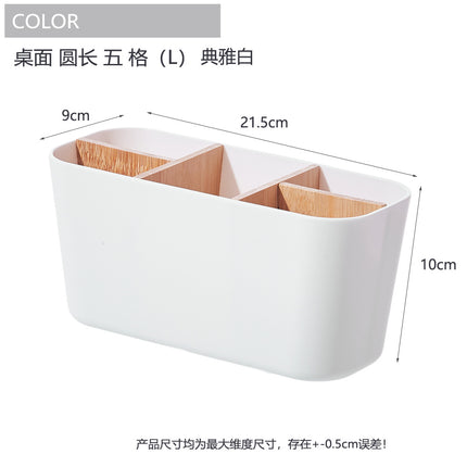 Creative pen holder bamboo and wood compartment storage box large capacity stationery pencil watercolor pen finishing box cosmetic brush storage bucket