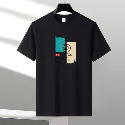 Heavy New Style Pure Short-sleeved T-shirt Men's Cotton Round Neck Cotton plus size Trendy Summer Youth Half-sleeved T-shirt Base Shirt