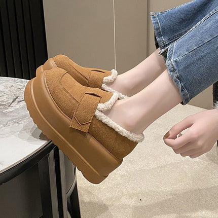 Plush Thick-Soled Cotton Shoes for Women in Winter, New Versatile Fashionable Small Height-Increasing New Products, Platform Casual Women's Shoes