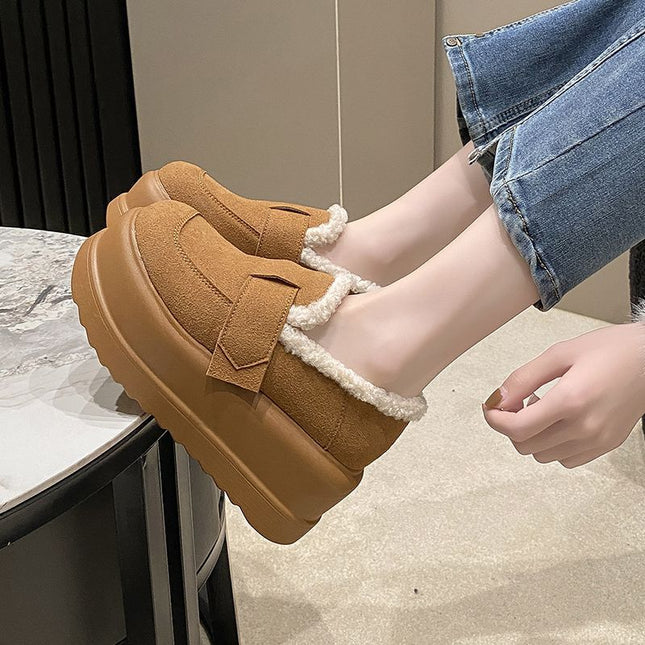 Plush Thick-Soled Cotton Shoes for Women in Winter, New Versatile Fashionable Small Height-Increasing New Products, Platform Casual Women's Shoes