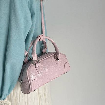 Retro Niche Texture Boston Handbag Women's Bag Korean Style Simple Pillow Bag Versatile Commuter Shoulder Crossbody Bag