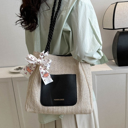 2025 Summer Popular Bags for Women, Woven Large-Capacity Tote Shoulder Bag, Fresh and Simple Handbag, Simple and Fashionable