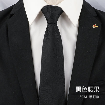 Men's Black Tie Men's Formal Wear Korean Style 8cm Student Women's Suit Business Lazy Zipper Wedding Professional Fashion