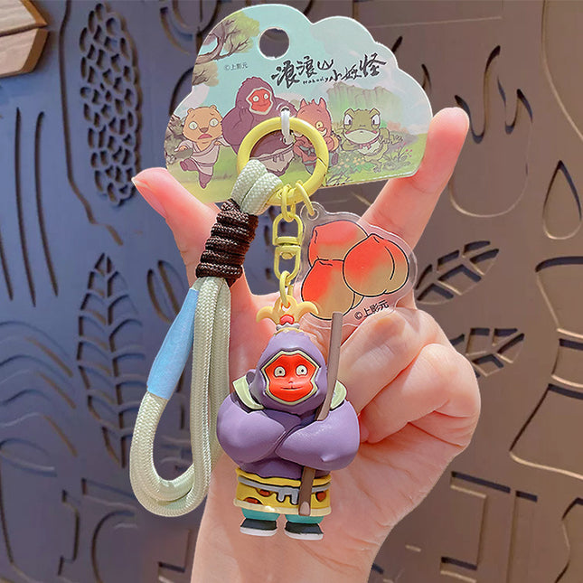 Cartoon Langlang Mountain Little Monster Basic Shape Keychain Couple Bag Car Keychain Gift Wholesale