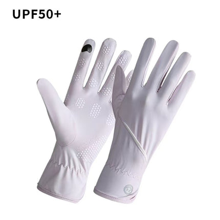 Ice Silk Sun Protection Gloves for Women, Thin Style, Breathable, Non-Slip, Suitable for Driving and Electric Vehicles, Uv Protection, Two-Finger Exposed Design, Touchscreen Compatible