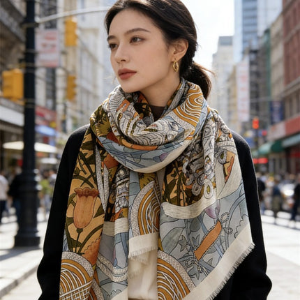 Brandenburg Wool Scarf Women's Autumn and Winter New Water Soluble Wool Long Towel Warm Elegant Light Luxury Long Shawl