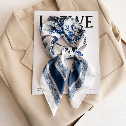 Simulated Silk Printed Silk Scarf for Women, Korean Cashew Leopard Print Headscarf, Four-Season Scarf, Professional Scarf Wholesale
