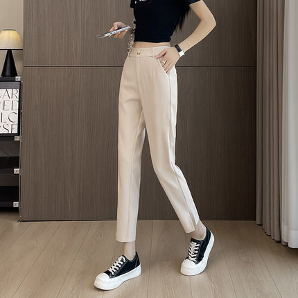 Actual Photos # Black Small Foot Slit Suit Pants Women's 2024 Autumn Small Nine-Point Pants Straight-Leg Pipe Casual Pants