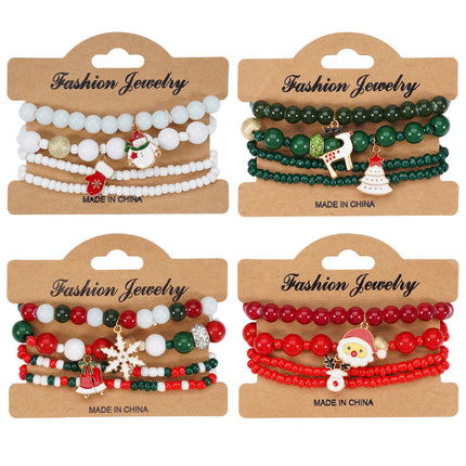 Christmas bracelet elastic rope bracelet snowman snowflake Christmas tree old man deer hat pendant bracelet gift
