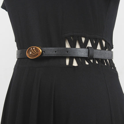 2022 summer New Belt Women's decorative all-match PU leather black belt women's leather