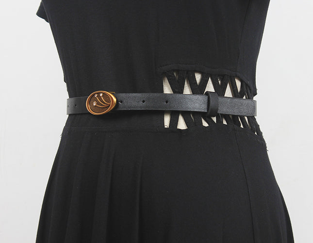 2022 summer New Belt Women's decorative all-match PU leather black belt women's leather