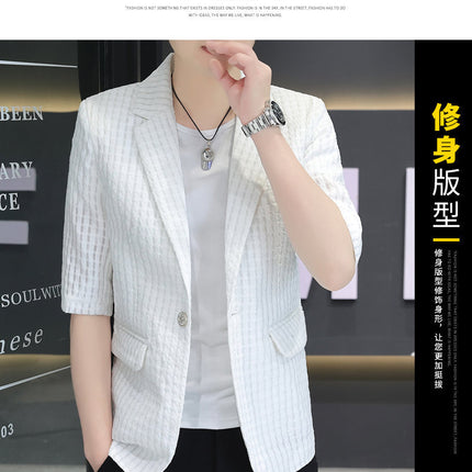 Summer half sleeve thin suit Korean style men's half sleeve fashionable fashionable jacket slim fit trendy summer small suit